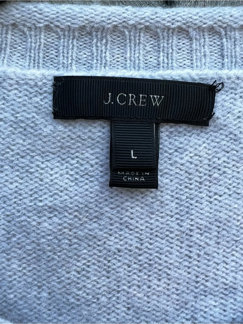 J. Crew Light Gray Wool Sweater with Burgundy Llama Motif and Jewel Accents